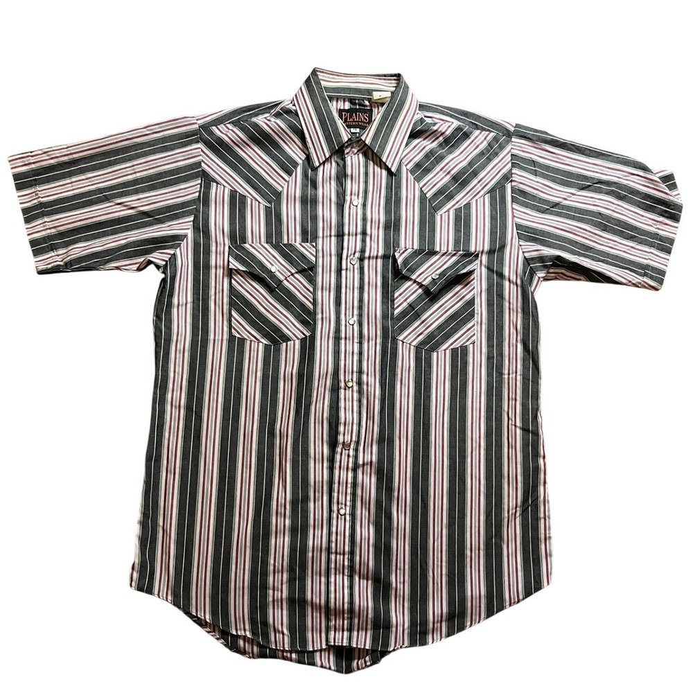 Plains Western Wear Mens Medium Striped Pearl Snap Shirt Western VTG 70s 80s